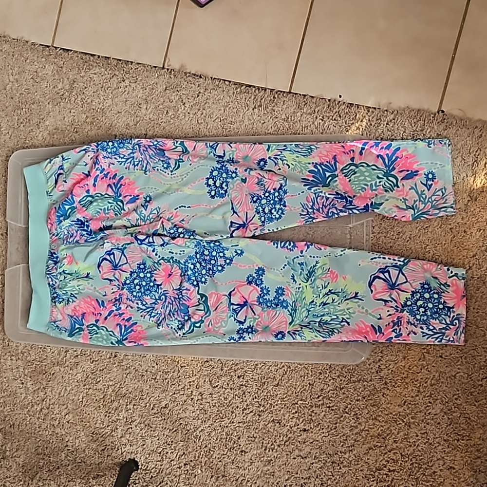 Lilly Pulitzer Multicolor Floral Print Pants - Light Blue, Pink, Navy - Picture 3 of 3